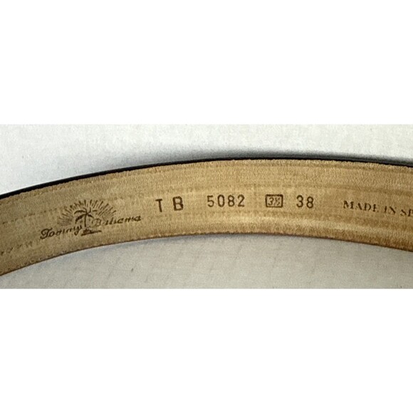 Tommy Bahama Men's Leather Belt Stainless Buckle &Tip Made in Spain 38 - Picture 2 of 5